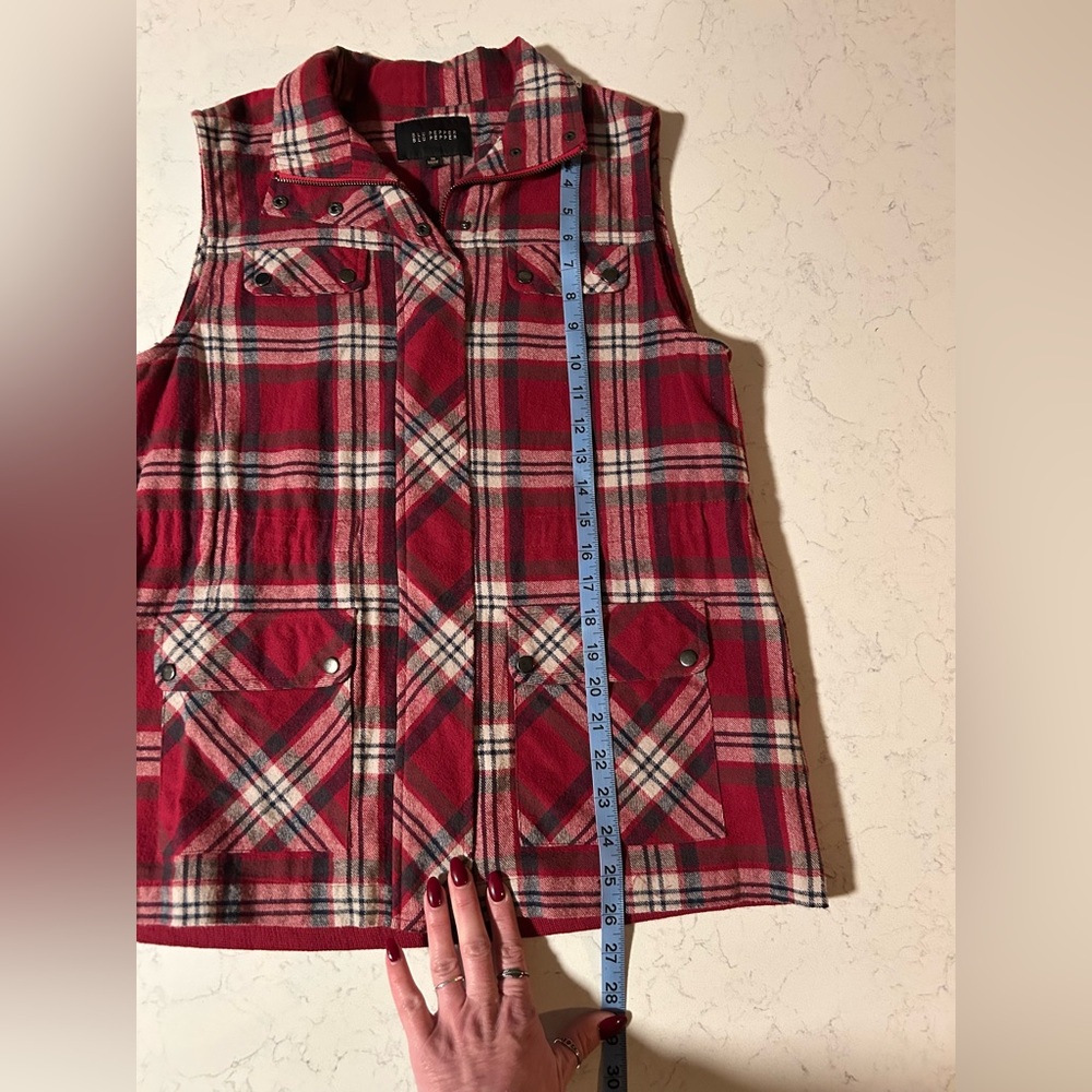 Like New Blu Pepper Aztec Embroidered Plaid Flannel Women’s Vest Size Medium - Picture 13 of 16